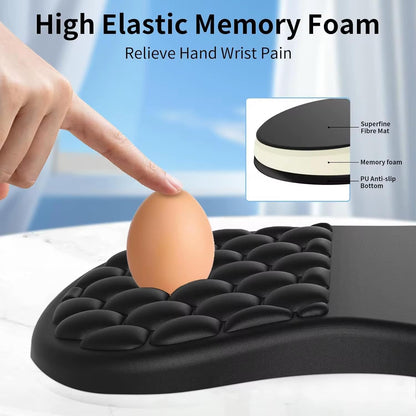 SKY-TOUCH Memory Foam Ergonomic Mouse Pad with Wrist Rest – Bump Massage Design, Non-Slip PU Base, Soft and Comfortable for Wrist Pain Relief, Durable, for Wireless Mouse & Desk (310x210x30mm, Black)