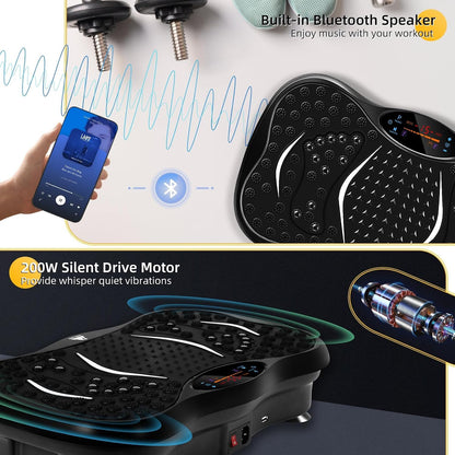 SKY-TOUCH Vibration Fitness Machine Home Vibration Workout Platform – Full-Body Vibration Plate with 120 Adjustable Speed Levels and Bluetooth – Suitable for Weight Loss, Body Toning, Skin Firming