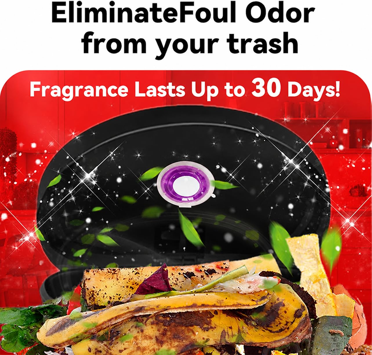 SKY-TOUCH 1PCS Trash Can Deodorizer, Plant-Based Lavender Bin Freshener, Slow-Release Self-Adhesive Air Freshener for Kitchen Food Waste and Pedal Bin Lids, Up to 30 Days