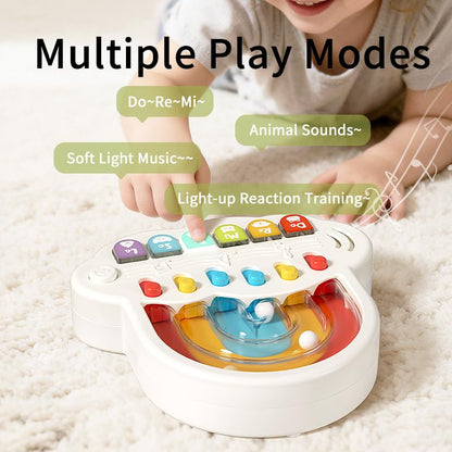 SKY-TOUCH 2 in 1 Baby Piano with Light Up Keyboard & Marble Game, 4 Modes Musical Learning for 12+ Months, Sensory Infant Gift for Boys & Girls