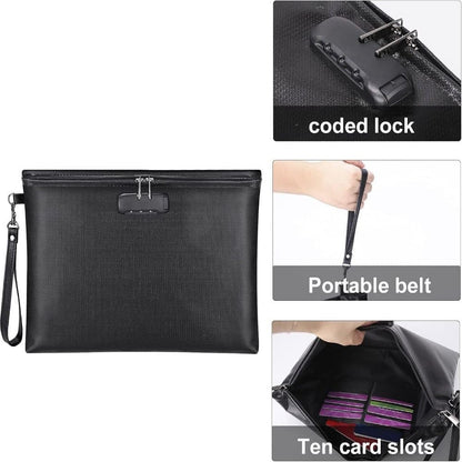 SKY-TOUCH Fireproof and Waterproof Document Bag (35 x 25 cm) – A Secure Storage Bag Featuring a Zipper Closure and Lock, Suitable for A4 Documents, Tablets, and Credit Cards Durable and Robust
