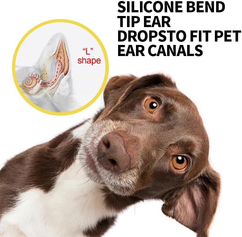 SKY-TOUCH Ear Cleaning Solution for Dogs & Cats (60ml) — Gently Dissolves Earwax | Features a Flexible Silicone Angled Tip; Mild, Moisturizing, And Non-irritating Formula