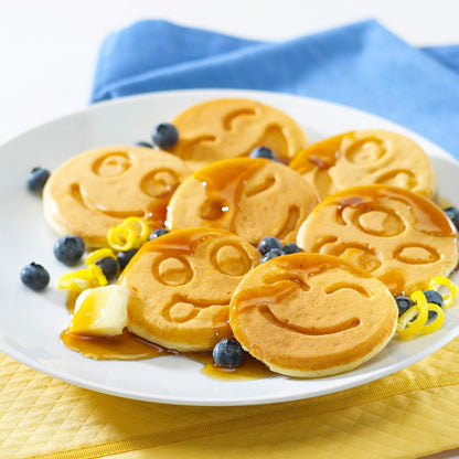 SKY-TOUCH Seven Hole Smiley Faces Pancake Pan, Non Stick Pan Muffin Flat Pot Egg Dumpling Fried Egg Mold Breakfast Pot, 26.5x26.5cm - with Cool Touch Handle