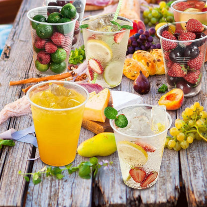 Sky-Touch 360ml Clear Plastic Cups - 100pcs Cold Party Drinking Cups Suitable for Iced Coffee, Smoothies, Milkshakes, and Other Cold Drinks - Transparent