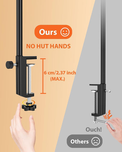 SKY-TOUCH LED Desk Lamp with Clamp, Clip on Light for Office Desk, Eye-Caring Task Lamp with 5 Colour Temperatures and 5 Brightness Levels, for Study, Craft, Bedside, Black - USB Connector