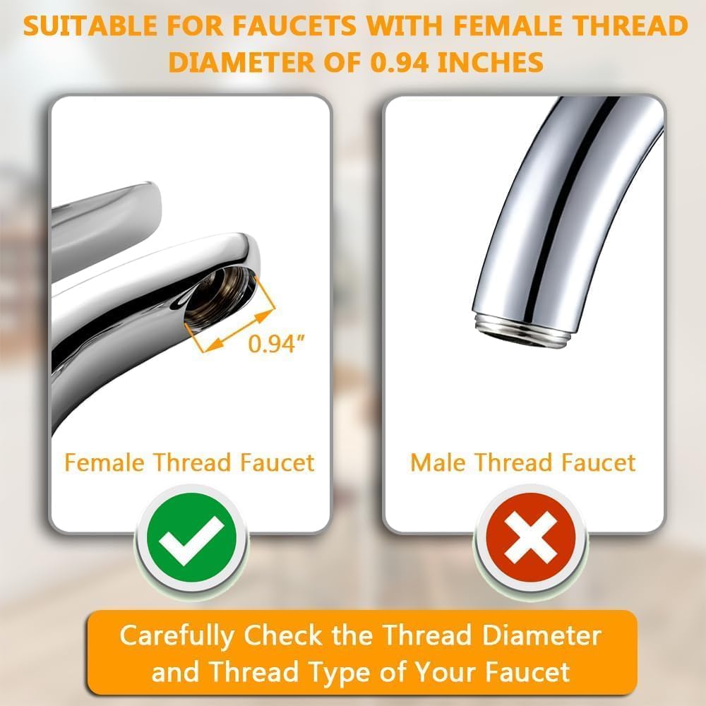 SKY-TOUCH 24mm Faucet Aerator, Anti-Splash Water Flow Regulator, Water-Saving Faucet Nozzle Replacement Part for Kitchen and Bathroom Sinks, Wrench Included, External Thread, 8 PCS