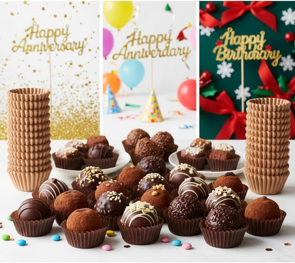 SKY-TOUCH 500PCS Mini Cupcake Liners Muffin Linner, Mini Muffin Truffle Cases Greaseproof Cupcake Liners Non Stick Chocolate Paper Candy Wrappers for Party Birthday Christmas, Bottom size 5cm