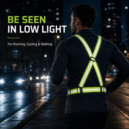 SKY-TOUCH Reflective Safety Harness/Elastic Safety Vest—Designed for Walking, Jogging, and Hhiking Lightweight Breathable and Adjustable Elastic Strap Width: 4 cm Reflective Strip Width: 1.5 cm Green
