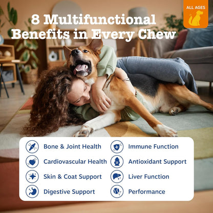 SKY-TOUCH 8-in-1 Multivitamin Chewable Gummies for Cats and Dogs – Supports Hip, Joint, Skin, and Coat Health Suitable for Cats and Dogs (Including Seniors) Chicken 120ct
