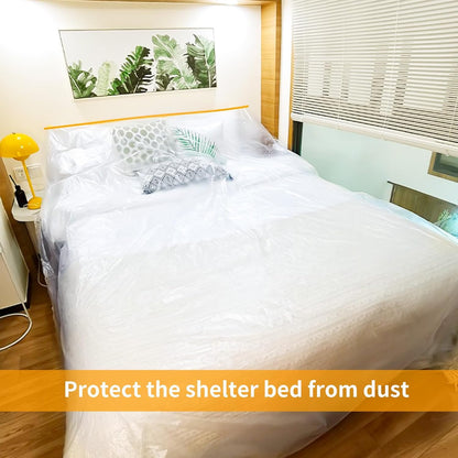 SKY-TOUCH 2 Rolls Plastic Dustproof Cloth, Decorative Plastic Dustproof Cloth, 4.5m x 20m Waterproof Masking Film roll, Pre-applied Tape, Suitable for Furniture Painting and Masking