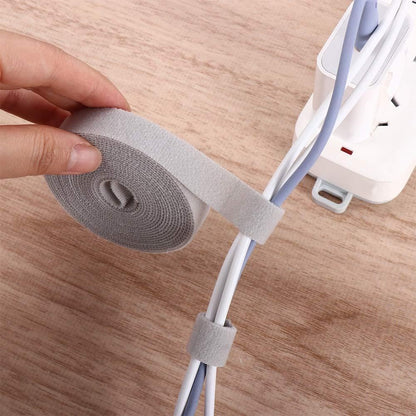 SKY-TOUCH 3 Meter Self-adhesive Velcro Cable Ties, 1CM Wide, Reusable, Strong Adhesive Backing, Cut To Length. Suitable for Cable Management, Home, Office, and Car Storage Gray