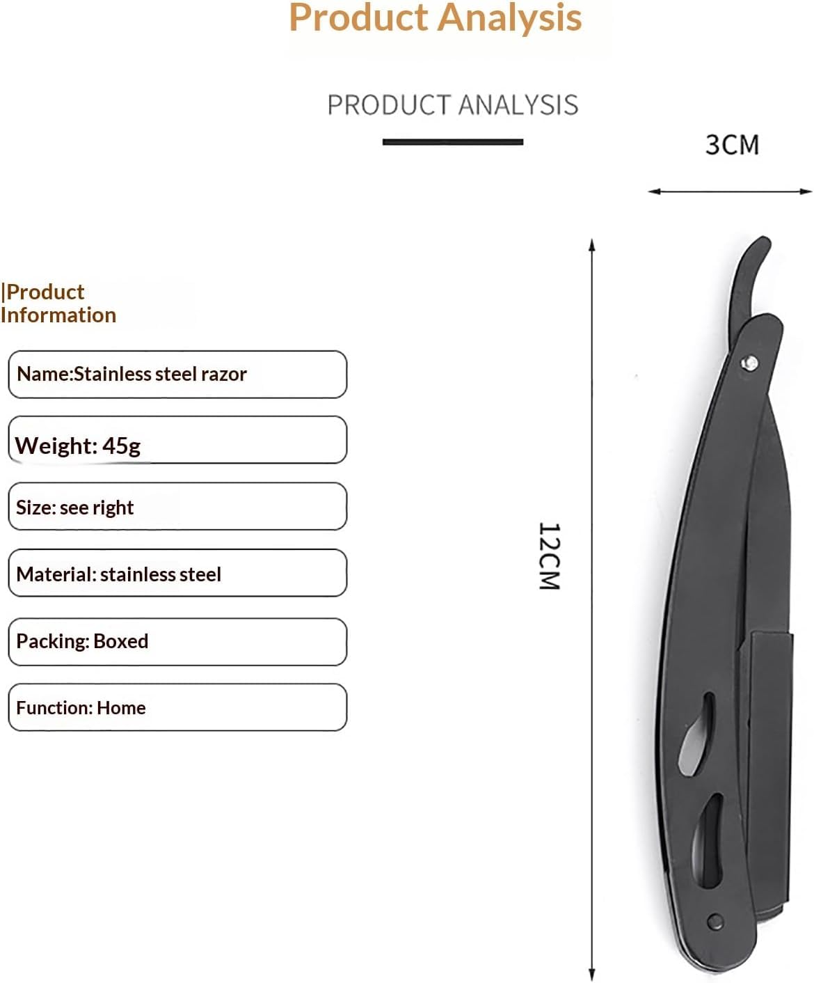 SKY-TOUCH Men's Straight Razor Set, Professional Straight Razor, 10 Replaceable Stainless Steel Blades, Includes Leather Case, Professional Barber Razor, Close Shave, 100% Stainless Steel, Black