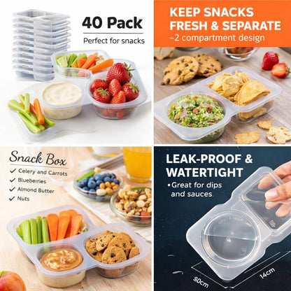 SKY-TOUCH 40 PCS Reusable Snack Containers, Disposable Leak-proof Food Storage Boxes, Portable Reusable Sauce Containers, Suitable for Dining Out and Camping Trips 130ML
