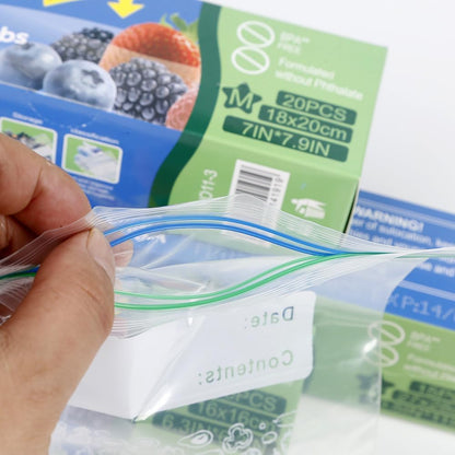 SKY-TOUCH 80 PCS Resealable Freezer Bags, Food Bags,BPA-free, Ddouble Zipper, 18cm x 20cm. Suitable for Sandwiches And Snacks, Double-sealed Vegetable Bags, Dishwasher Safe