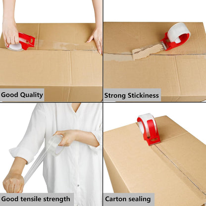 SKY-TOUCH Clear Packing Tape 6 Rolls with Free Dispenser, 4.8cm x 60Y, BOPP Tape, 45mic Thickness, Strong and Durable for Shipping, Moving, Office & Storage
