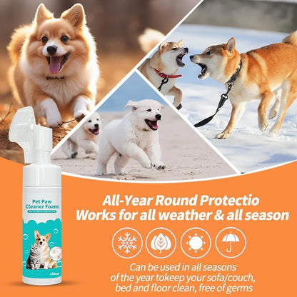 SKY-TOUCH Pet Paw Cleaner Foam Pet Foot Cleaning Foam Waterless with Silicone Brush, Natural Mild Formula, Dogs Cats Paw Care Accessories Paw Clean Odor Control Wash 150ML