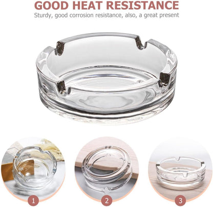 SKY-TOUCH Glass Ashtrays Round Transparent Ashtrays Portable Modern Desktop Containers Suitable for Home Offices, Hotels, Cafes | Durable Desktop Smoking Accessory 10.6cm * 3.5cm