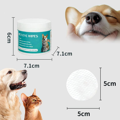 SKY-TOUCH Pet Eye Wipes,Pet Cleaning Wipes, soft and gentle, specially designed for cleaning pets' eyes. Sterile formula effectively removes eye dirt. Suitable for cats and dogs 100pcs