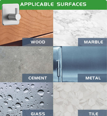 SKY-TOUCH Adhesive Towel Hooks 4pcs, Heavy Duty Wall Stainless Steel Hooks for Hanging Coat Clothes Towels Hat Bags for Home Entryway Bathroom Kitchen