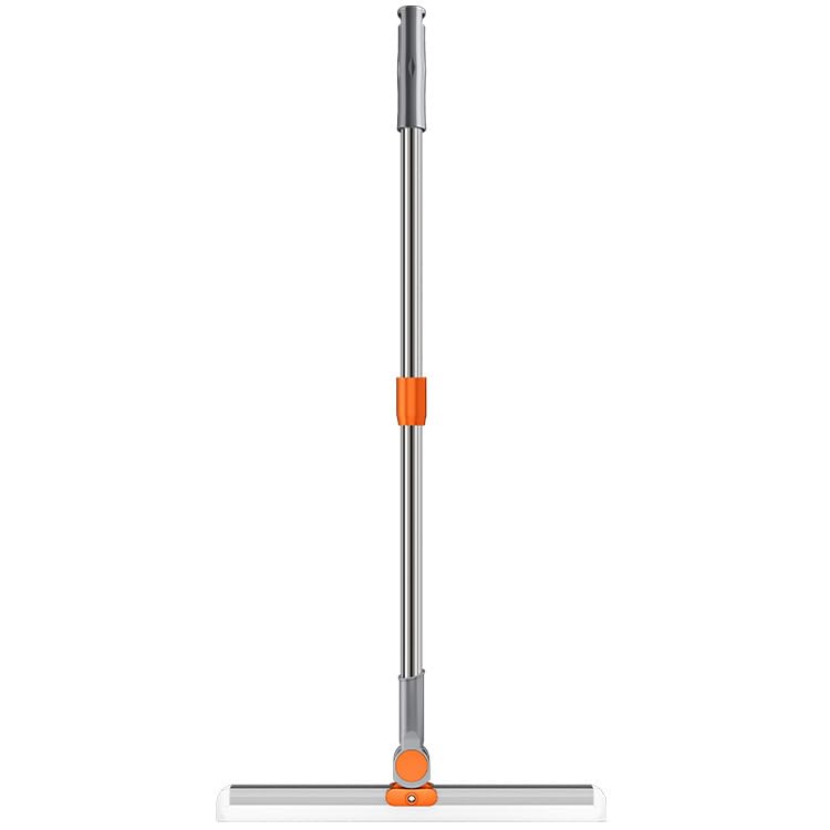 SKY-TOUCH Multi-Purpose Silicone Floor Squeegee，38cm Dual-Head with 110cm Extendable Stainless Steel Handle, Orange, for Bathroom, Kitchen, Windows, and Smooth Floors Include 1 Wall Hook