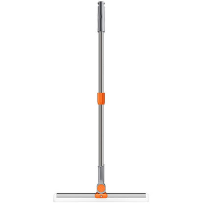 SKY-TOUCH Multi-Purpose Silicone Floor Squeegee，38cm Dual-Head with 110cm Extendable Stainless Steel Handle, Orange, for Bathroom, Kitchen, Windows, and Smooth Floors Include 1 Wall Hook