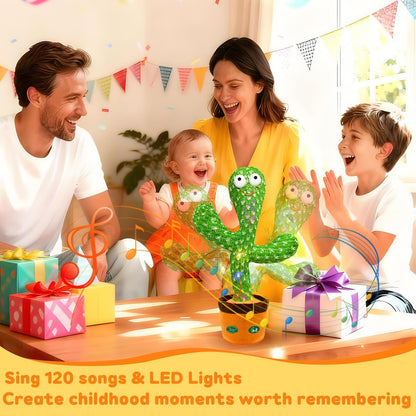 Dancing Mimicking Talking Cactus Toy,Funny Gift for Toddler 1 2 3 Year Old Boy Girl,Singing Record Repeat What You Say Light Up Baby Infant Toys 6-12 12-18 Months (Volume Adjustment)