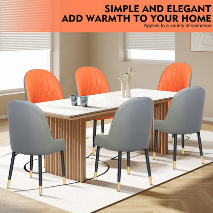 SKY-TOUCH Modern PU Leather Dining Chair, High Back with Soft Seat, Metal Side Legs, Orange, 45x43x90cm, Ideal for Kitchen, Dining Room, Living Room, and Vanity,1pcs