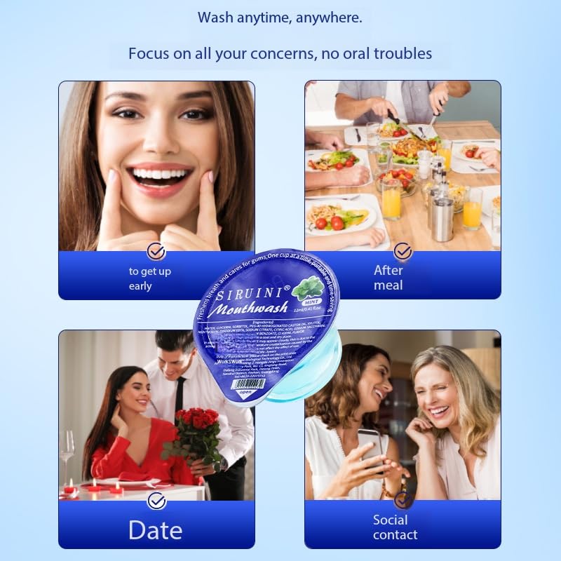 SKY-TOUCH 20 PCS 12ml Fruit Mint Flavor Mouthwash Jelly Cups, Portable Travel Oral Care, Alcohol-Free, Fresh Breath, Convenient Individual Packs