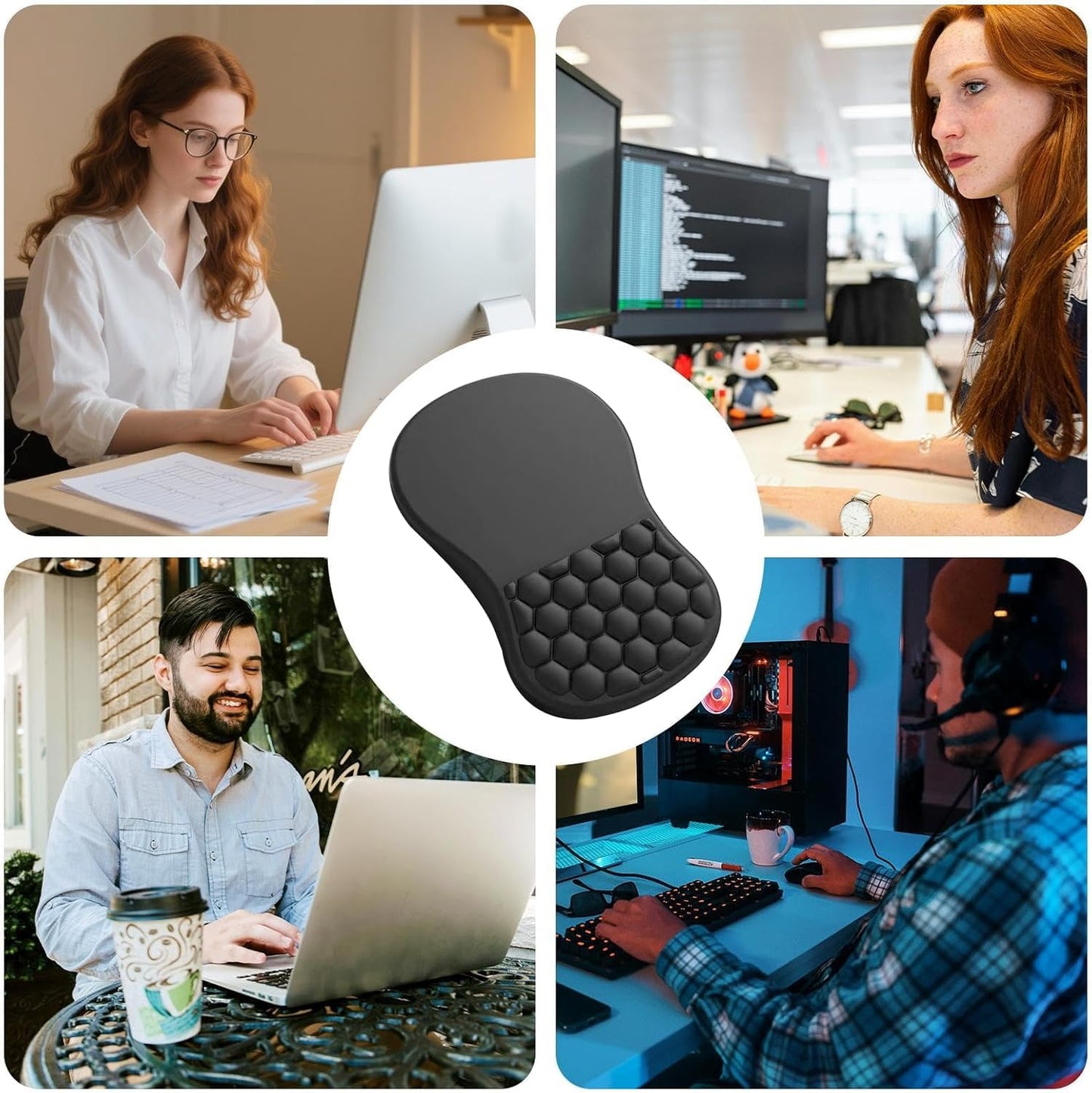 SKY-TOUCH Memory Foam Ergonomic Mouse Pad with Wrist Rest – Bump Massage Design, Non-Slip PU Base, Soft and Comfortable for Wrist Pain Relief, Durable, for Wireless Mouse & Desk (310x210x30mm, Black)