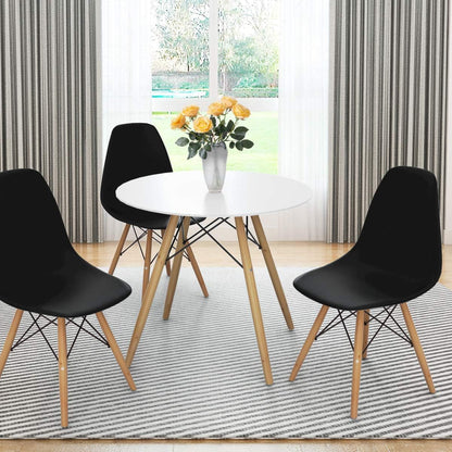 SKY-TOUCH Modern Dining Chair Dining Side Chairs set of 1, Simple Office Chair, Lounge Shell Chair with Folding Wood Legs and Plastic Seat, for Kitchen, Dining, Bedroom, Living Room,Black,40*40*82cm
