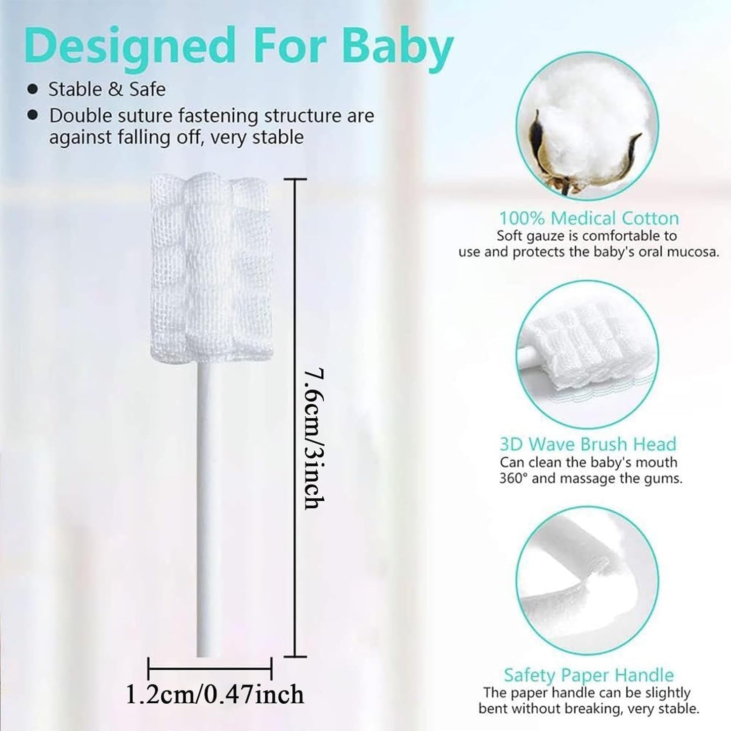 SKY-TOUCH 30PCS Baby Oral Cleaner, Newborn Tongue Cleaner, Soft Gauze Toothbrush, Suitable for Babies Aged 0-36 Months