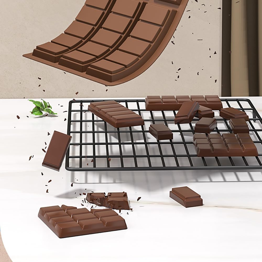 SKY-TOUCH 2 Packs Silicone Chocolate Molds, Food-Grade Rectangle Molds for Chocolate,Sweet, Wax Melts & More, BPA-Free, Heat & Freeze Safe