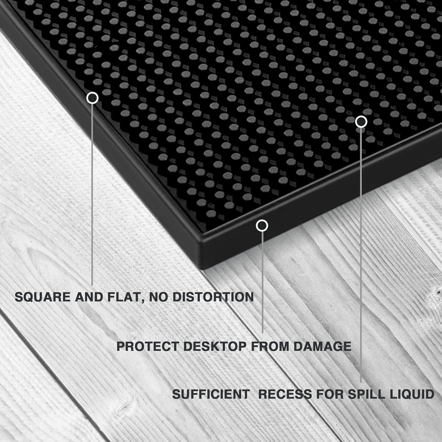 SKY-TOUCH Rubber Bar Mat, 45 x 30 x 1 cm, Thickened, Drainable, Non-slip, Made Of PVC, Waterproof and Drip-proof. Suitable for Bars, Hotels, Restaurants, Homes, Cafes, and Other Venues