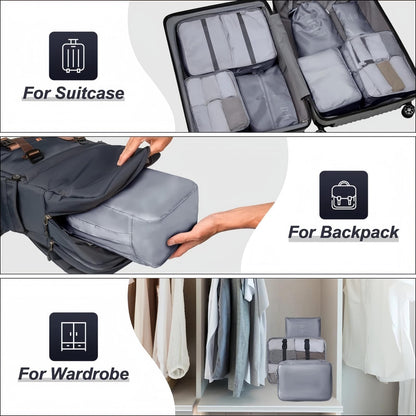 SKY-TOUCH Travel Packing Cubes,Traveling Accessories,Luggage Packing Organizers Set,Waterproof Laundry Bag,Storage Bag for Travel,Breathable Mesh,pack of 7 pieces, Grey