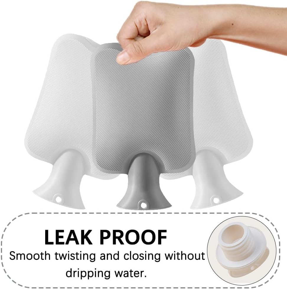 SKY-TOUCH Hot Water Bottle, Hot Water Bottle with Cover, 2L Large Capacity Hot Water Bag, Skin-Friendly Material and Long-Lasting Warmth Suitable for Children and Adults Bed Warmer Bag(Grey)