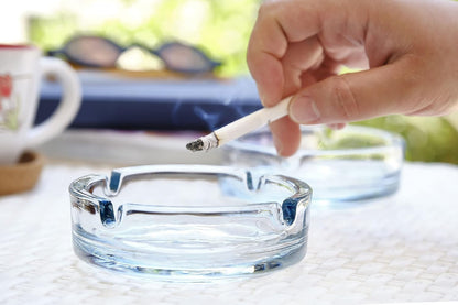 SKY-TOUCH Glass Ashtrays Round Transparent Ashtrays Portable Modern Desktop Containers Suitable for Home Offices, Hotels, Cafes | Durable Desktop Smoking Accessory 10.6cm * 3.5cm