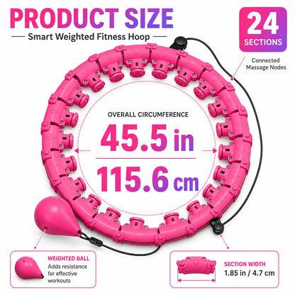 SKY-TOUCH Weighted Hula Hoop for Women, 24 Detachable Links Fitness Hoop, Adjustable Smart Waist Exercise Ring for Weight Loss, Core Workout, Quiet Rotation, Adults & Beginners