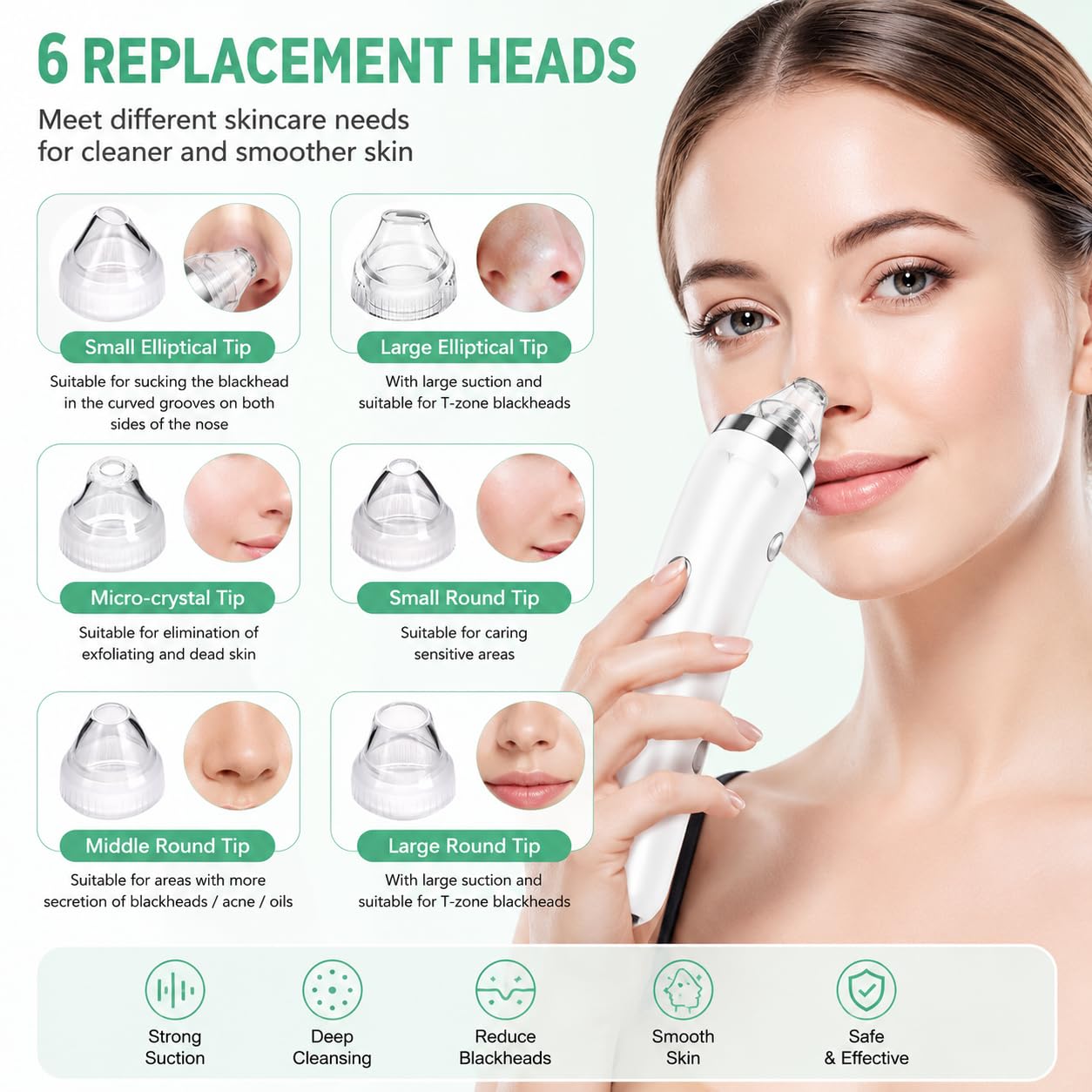 SKY-TOUCH Blackhead Remover Pore Vacuum with HD Camera, WiFi Visible Facial Pore Cleanser, Electric Blackhead Suction Tool with 6 Suction Heads & 3 Modes, USB Rechargeable