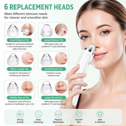 SKY-TOUCH Blackhead Remover Pore Vacuum with HD Camera, WiFi Visible Facial Pore Cleanser, Electric Blackhead Suction Tool with 6 Suction Heads & 3 Modes, USB Rechargeable