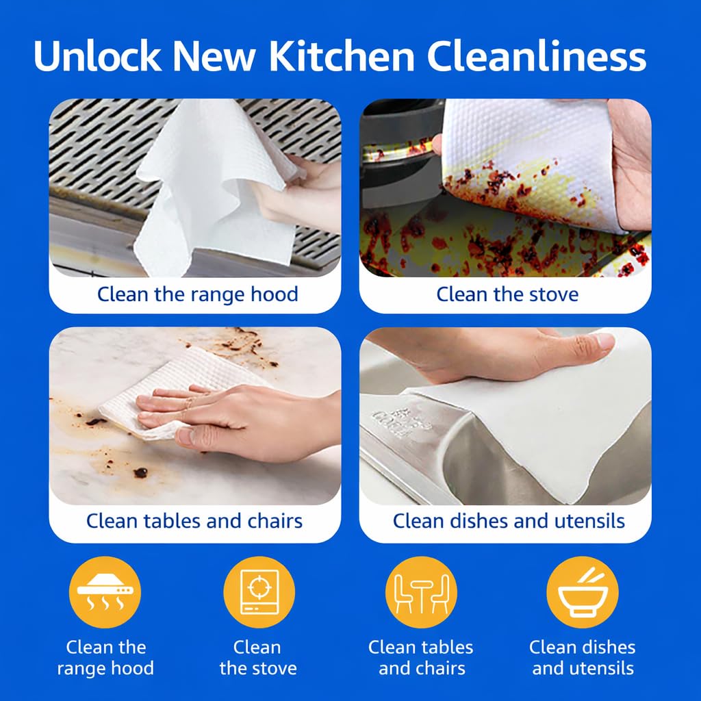 SKY-TOUCH 2 Pack - 160 Count Kitchen Wipes, Large Thickened Disposable Cleaning Wipes with Lid, Multi-Purpose Degreasing Wet Wipes for Kitchen, Stove, Countertop and Sink