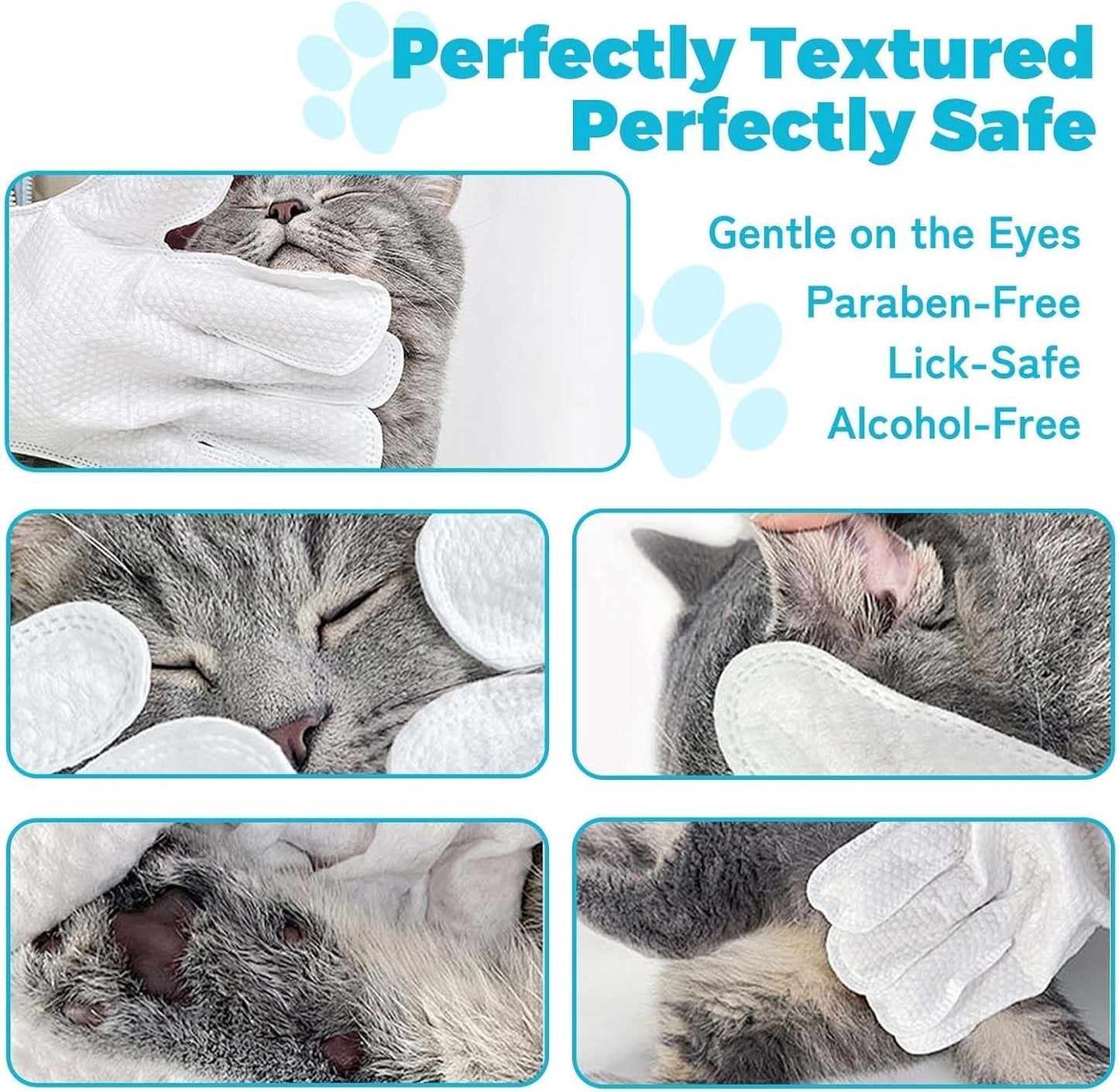 SKY-TOUCH 12Pcs Extra Thick Pet Washing Glove Wipe, Rinse-Free Cleaning & Deodorizing Bathing Mitts, Hypoallergenic Grooming Gloves, Moisturizing & Odor Control for Cat & Dog Daily Care and Travel