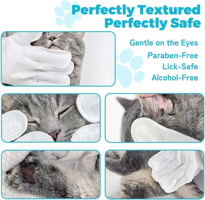 SKY-TOUCH 12Pcs Extra Thick Pet Washing Glove Wipe, Rinse-Free Cleaning & Deodorizing Bathing Mitts, Hypoallergenic Grooming Gloves, Moisturizing & Odor Control for Cat & Dog Daily Care and Travel