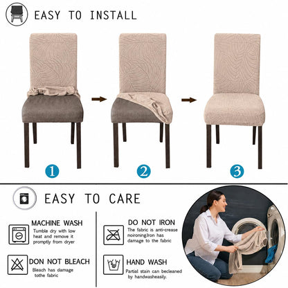 SKY-TOUCH 2 PCS Dining Chair Slipcovers, Stretch Dining Room Chair Covers, Removable Washable Chair Protectors, Dustproof Chair Covers for Home, Kitchen, Restaurant, Hotel (Sand)