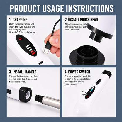 SKY-TOUCH Electric Rotating Cleaning Brush, Cordless Multi-Functional Cleaning Brush, Equipped With 7 Replaceable Brush Heads, 2 Adjustable Speeds, Suitable for Bathrooms, Kitchens, Bathtubs, Glass