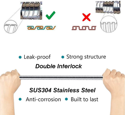 SKY-TOUCH 1.2M Stainless Steel Water Pipe, Durable Anti-Corrosion Flexible Hose with Copper Nut, Anti-Leakage and Pressure Resistant, Easy Installation