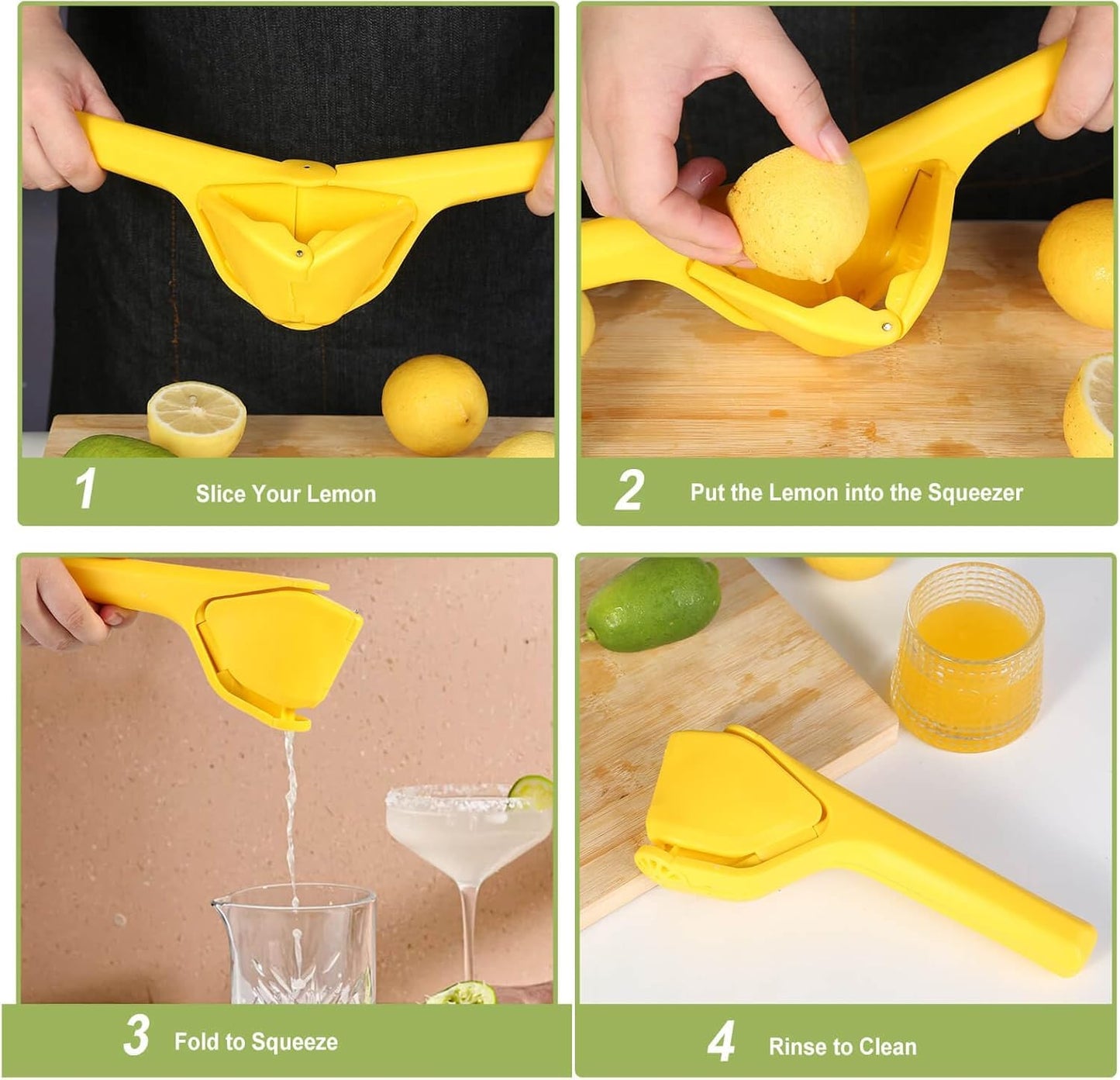 SKY-TOUCH Lemon Squeezer Foldable Manual Citrus Juicer - Easy Two-Hand Press with Lever Design for Reduced Force - Suitable for Everyday Cooking and Beverage Preparation Yellow