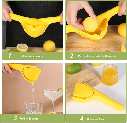 SKY-TOUCH Lemon Squeezer Foldable Manual Citrus Juicer - Easy Two-Hand Press with Lever Design for Reduced Force - Suitable for Everyday Cooking and Beverage Preparation Yellow