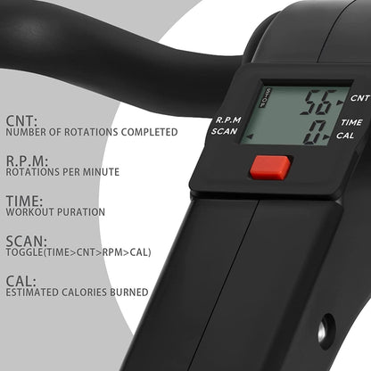 SKY-TOUCH Folding Mini Pedal Exerciser, Arm and Leg Pedal Exerciser, Exercise Bike with LCD Monitor Resistance Portable Home Pedal Exerciser Gym Fitness Unsex, Grey - 49x37cm
