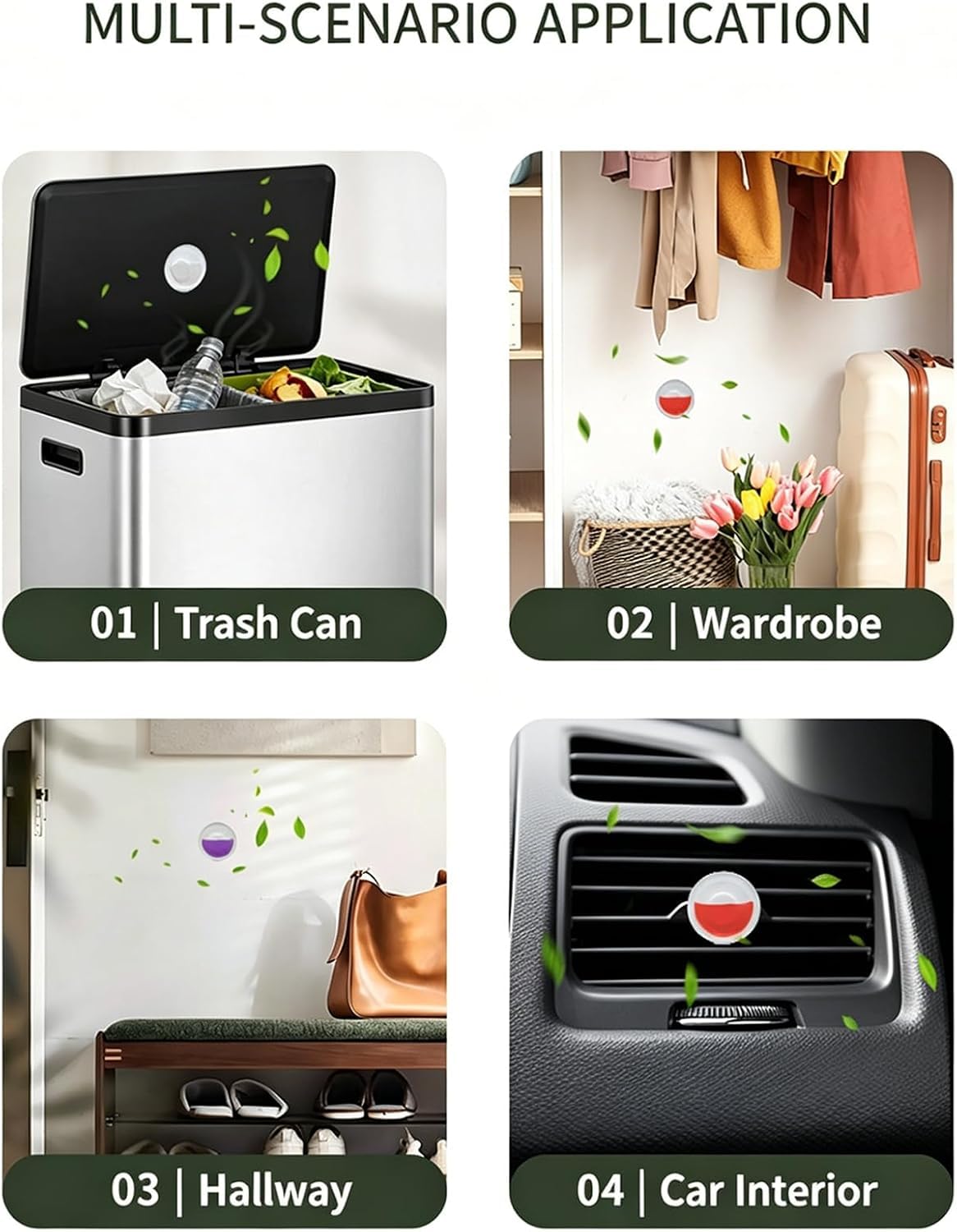 SKY-TOUCH 1PCS Trash Can Deodorizer, Plant-Based Lavender Bin Freshener, Slow-Release Self-Adhesive Air Freshener for Kitchen Food Waste and Pedal Bin Lids, Up to 30 Days