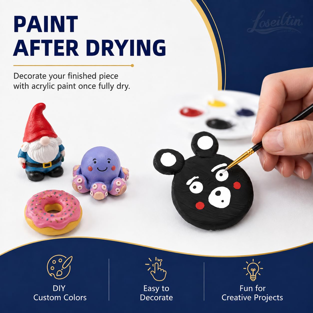 SKY-TOUCH Air Dry Modeling Clay, White 500g, No-Bake Air Hardening Clay, Soft Smooth Easy to Shape, Paintable Craft Clay for Sculpting, Figurines, DIY Art & School Projects